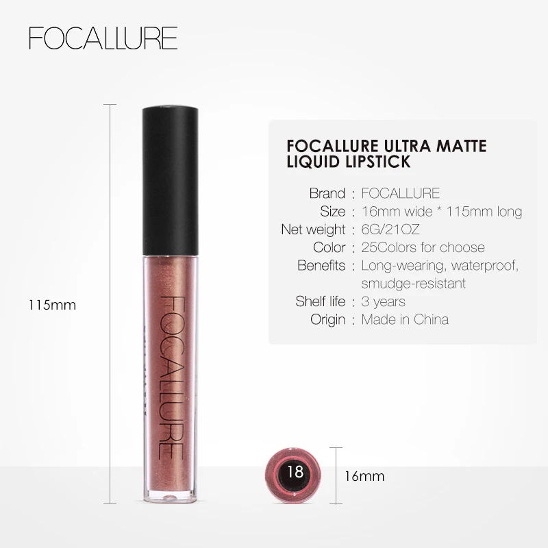 FOCALLURE Waterproof Lip Gloss Matte Velvet Long Lasting Nude antiaderente Cup rossetto liquido donne labbra cosmetici per il trucco