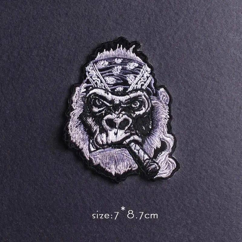 Punk/skull Patch For Clothes Iron On Embroidered Patches For Clothing Appliques For Diy T-shirt Gorilla Snail Patch Stripe