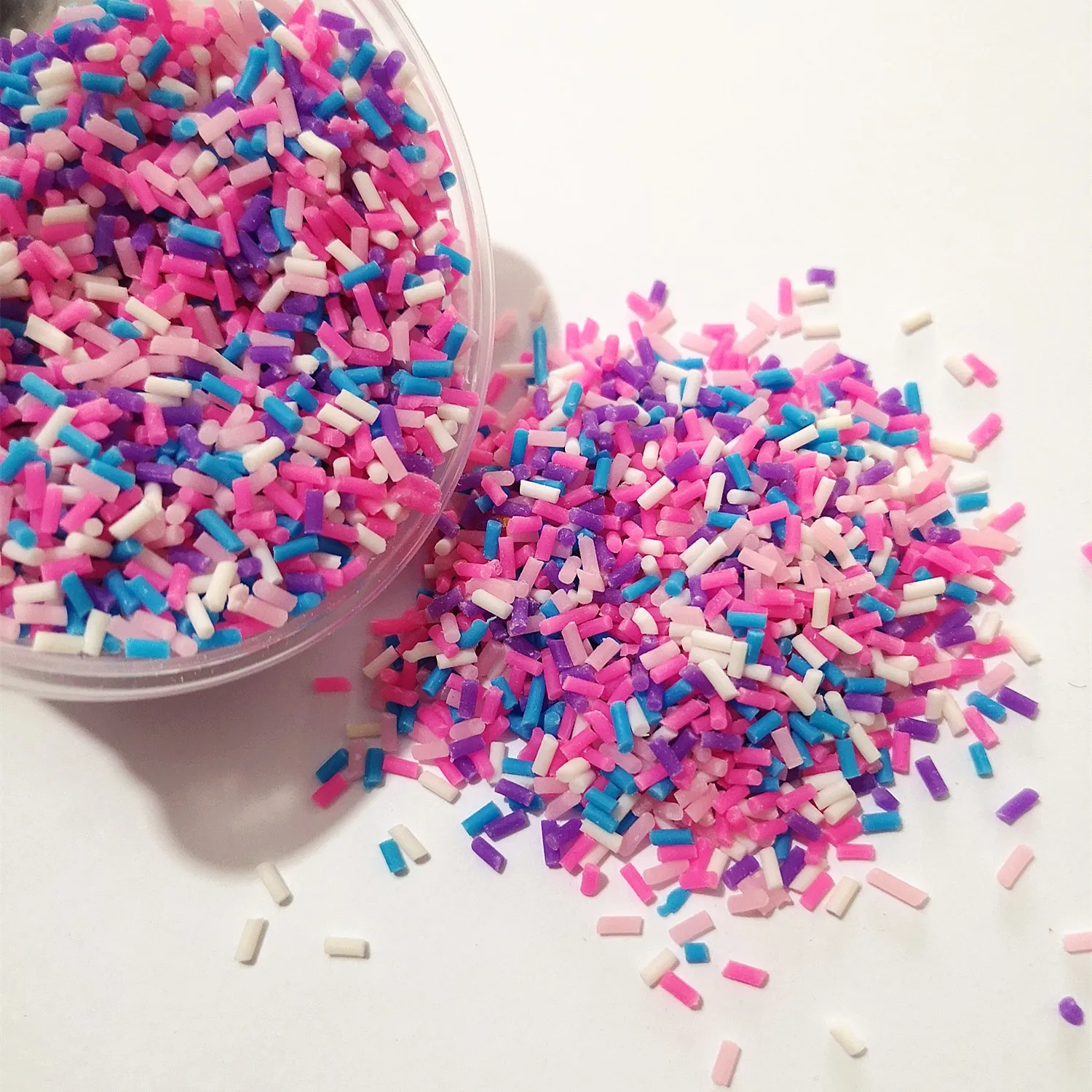 100g Thin Sprinkles Long Cylindrical Artificial Candy Polymer Clay Colorful for DIY Crafts Tiny plastic klei Accessory