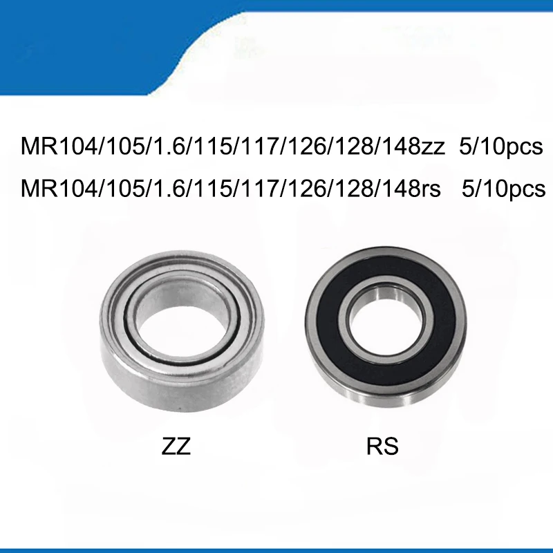 5/10pcs Machine Bearing MR148zz RS MR126zz MR106zz MR104ZZ MR105RS MR117zz MR115zz MR128rs Dental Grinding Handle Ball Bearings