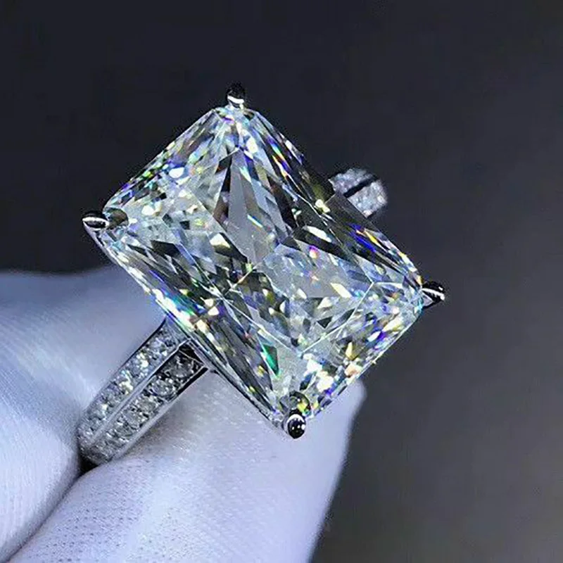 Fashion Female Jewelry Big Square Crystal Stone Women Dazzling Wedding Bridal Rings Heart Arrow Best Gift Large Rings Anillos