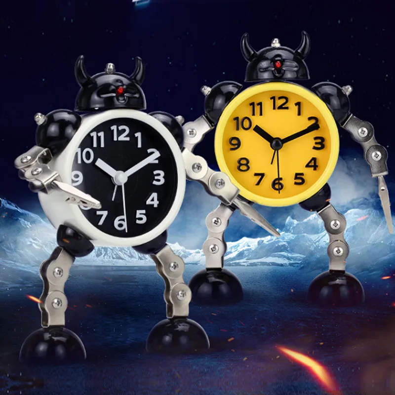 Mute Student Children Clock Boy Personality Metal Fashion Student Gift Robot Bedroom Creative Alarm Clock