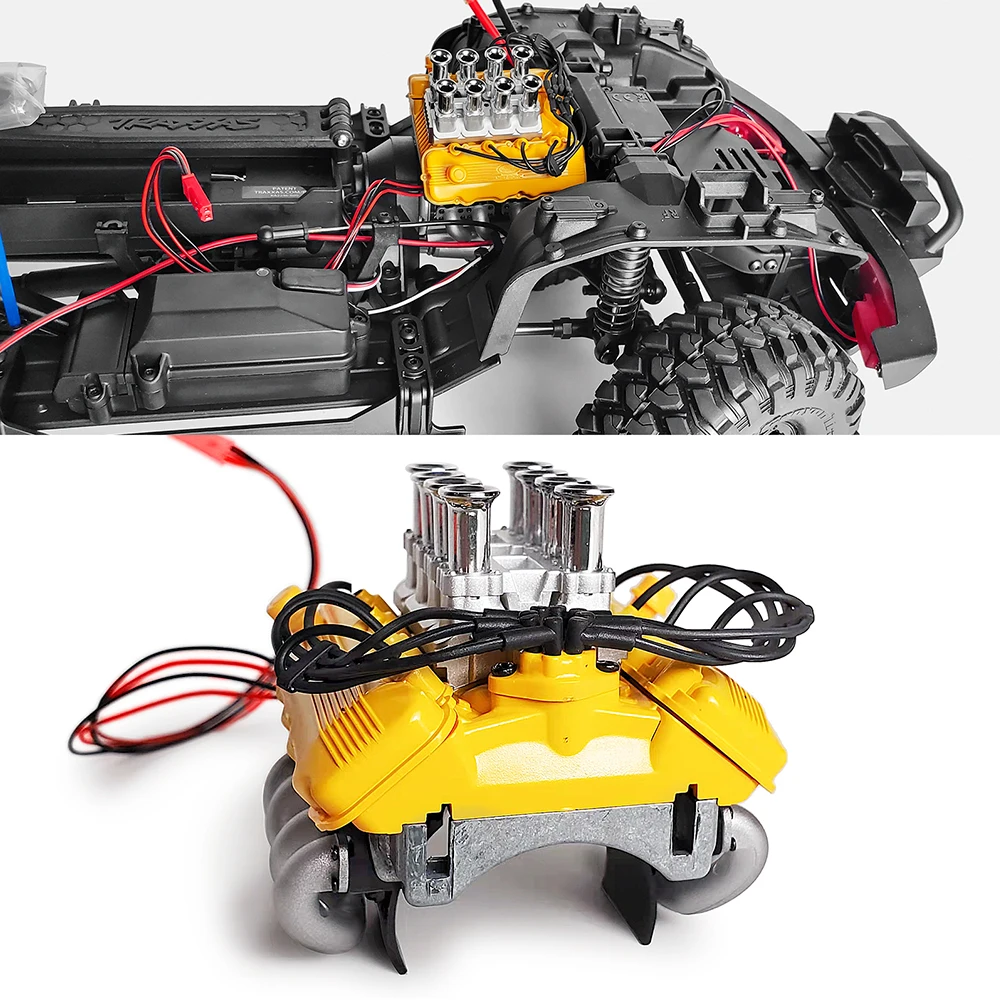 AXSPEED RC Auto FST V8 Simulare Motore Cofano di Raffreddamento Ventole Kit Radiatore Copertura Del Dissipatore di Calore per 1/10 RC Crawler TRX-4 TRX4 Parti