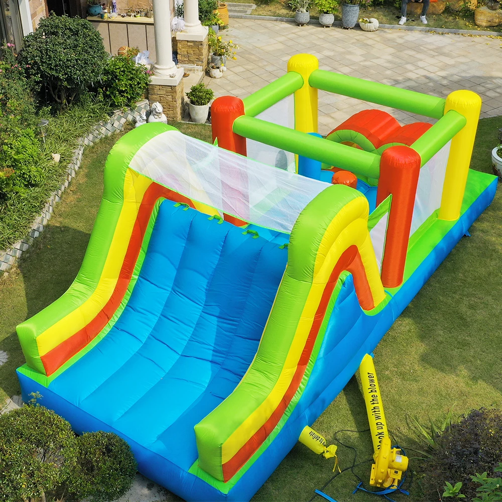 YARD Giant Inflatable Obstacle Course Large Climbing Wall Slide Super Combo Bounce House 6 in 1 with Blower Inflatable Bouncer