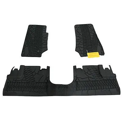 Wotefusi 3Pcs Rubber Slush Slate Carpet Floor Mats For 2007-2016 Jeep Wrangler 4 Door