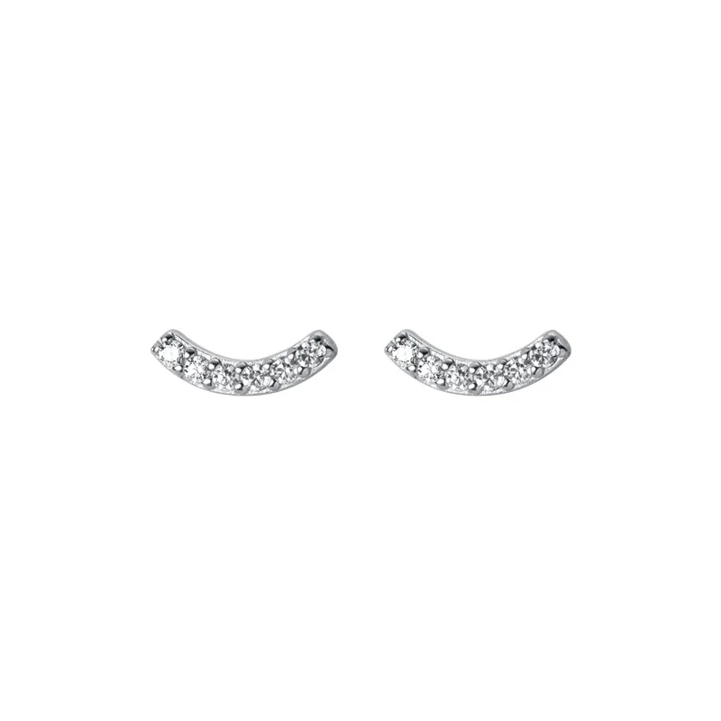 LIVVY Silver Color Simple Geometric Zircon Stud Earrings For Woman Trendy Elegant Temperament Birthday Party Jewelry