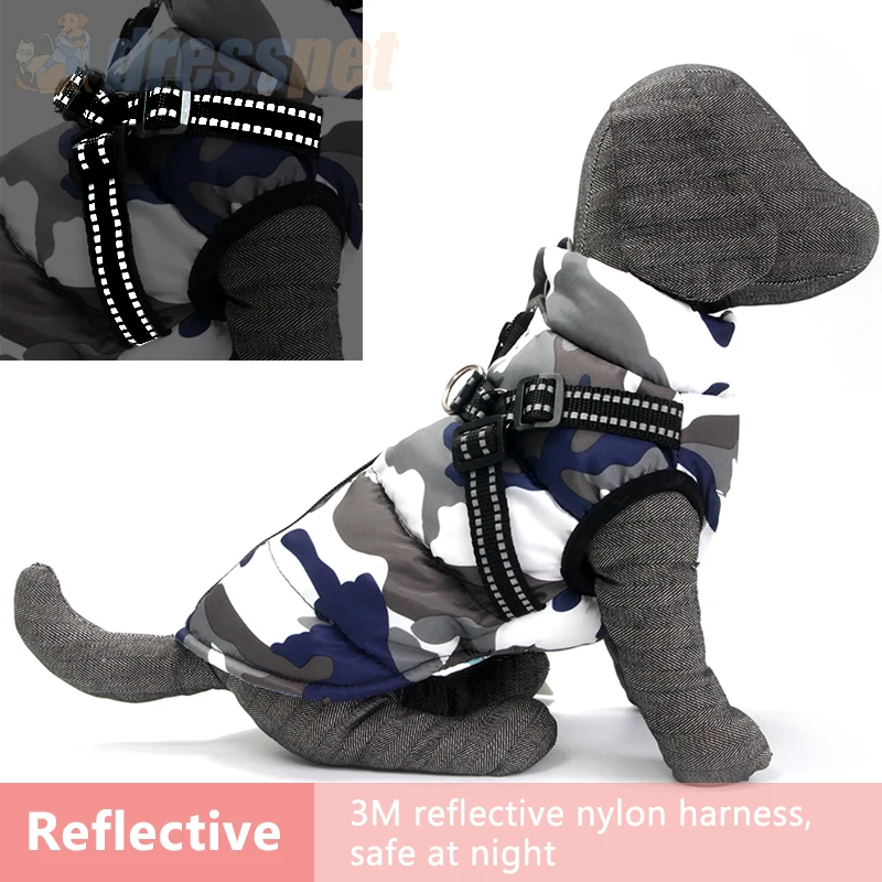 Puppy Pet Dog Jacket With Harness Winter Warm Dog Clothes For Small Dogs Chihuahua Waterproof Down Coat French Bulldog Outfits