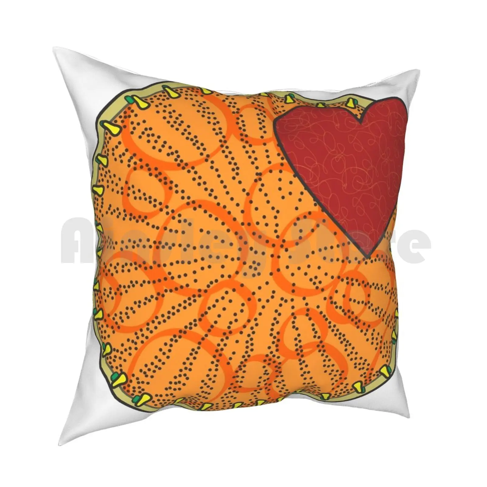 Diatom-Stephanodiscus ( Orange ) Pillow Case Printed Home Soft DIY Pillow cover Diatom Algae Orange Heart Patterns Plankton