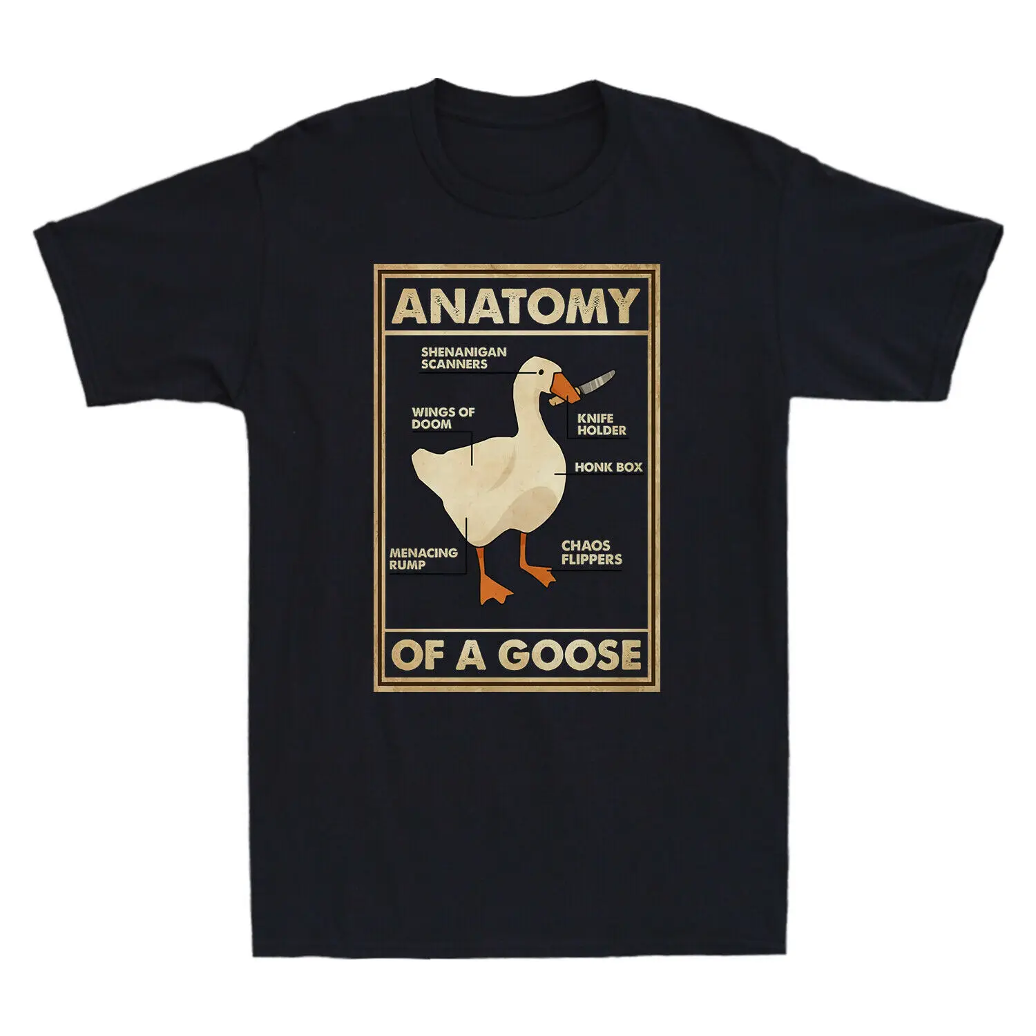 Anatomie Von EINE Gans Lustige Ente Grafik Gaming Gamer Vintage männer Schwarz T Hemd Harajuku Gothic Männer T-shirt Ullzang streetwear Top