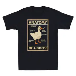 Anatomie der Männer eines lustigen Gänse Duck Graphic Game T-Shirt, Vintage Black T-Shirt, Harajuku Gothic Men Streetwear Top 6 Hauptverkäufe Herren t -Shirt Pato - №2