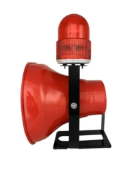 Alarma de voz acústico óptica de alta potencia de 50W con estroboscópico para conducir, grúa, fuego escolar, bocina Industrial, sirena, bocina de voz (rojo)