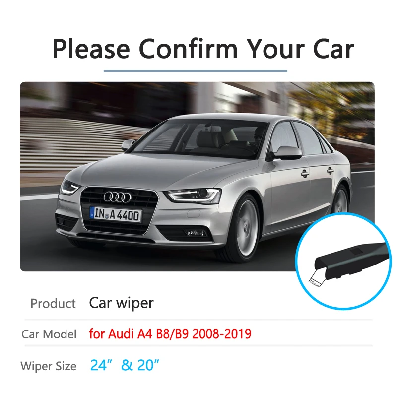 Car Wiper Blades for Audi A4 B8 B9 2008~2019 Front Windscreen Windshield Window Wipers Car Goods 2009 2010 2015 2016 2017 2018