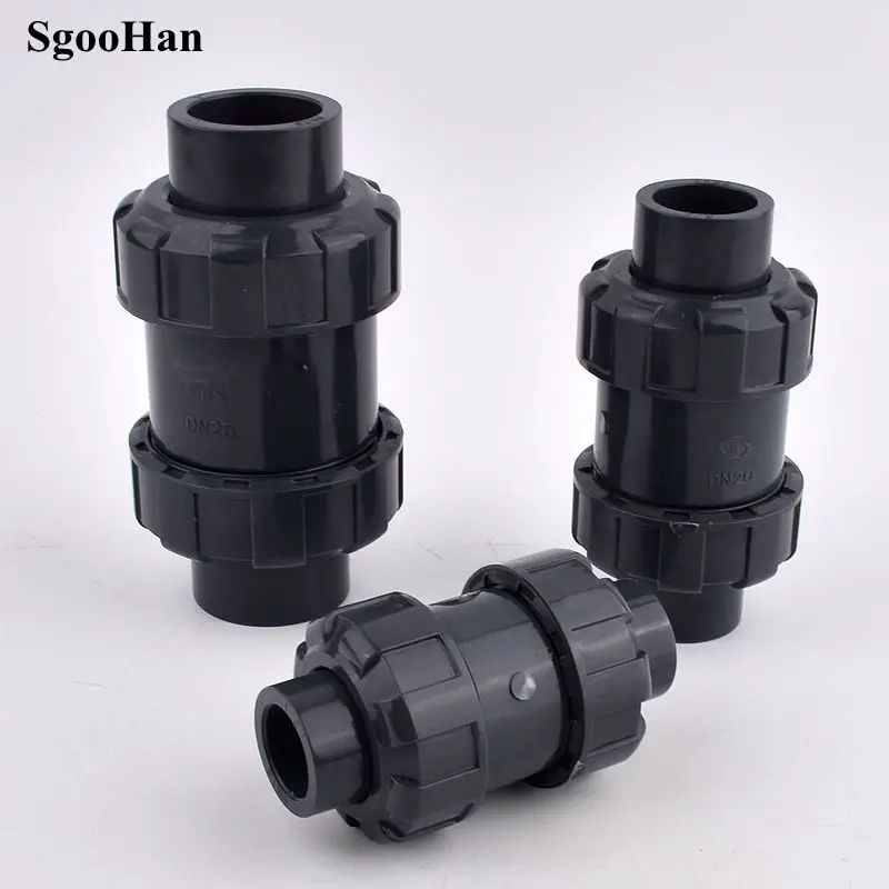 20~50mm  UPVC Check Valve Double Union Garden Irrigation System Pipe Fittings Plumbing System Tube Connector