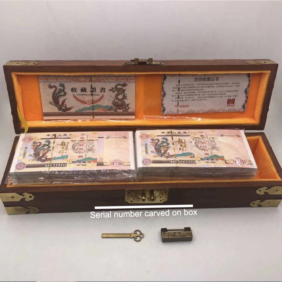 

1000 pcs Chinese One Hundred Quintillion Banknote Centillion 10^303 Dragon and Phoenix Banknotes With Nice Box By Fast Shipping