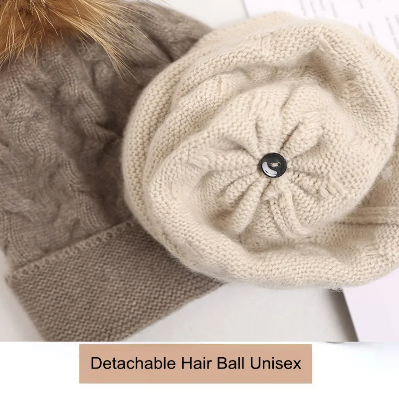 Hot Selling Winter Hat Cashmerer Hats For Unisex Fashion Twist Wool Knitted Warm Beanie Hats Women Solid Adult Cover Head Cap