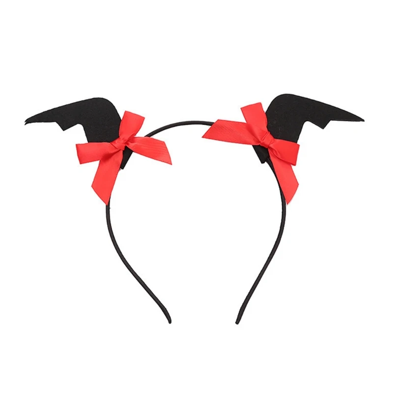 Halloween Hair Hoop Bat Wing Headband Evil Horn Hairband Performance Headdress Cosplay Costume Decor Q5WE