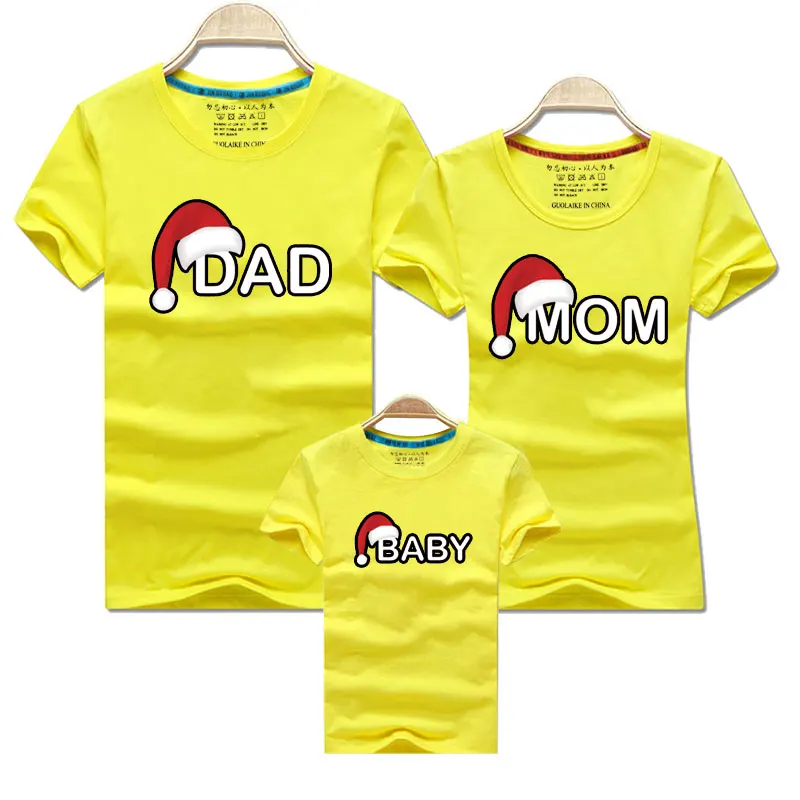 Dad Mom Baby Christmas T-Shirt Clothing for Family Matching Outfits Clothes Mother Daughter Father Son Look Mommy and Me Shirt