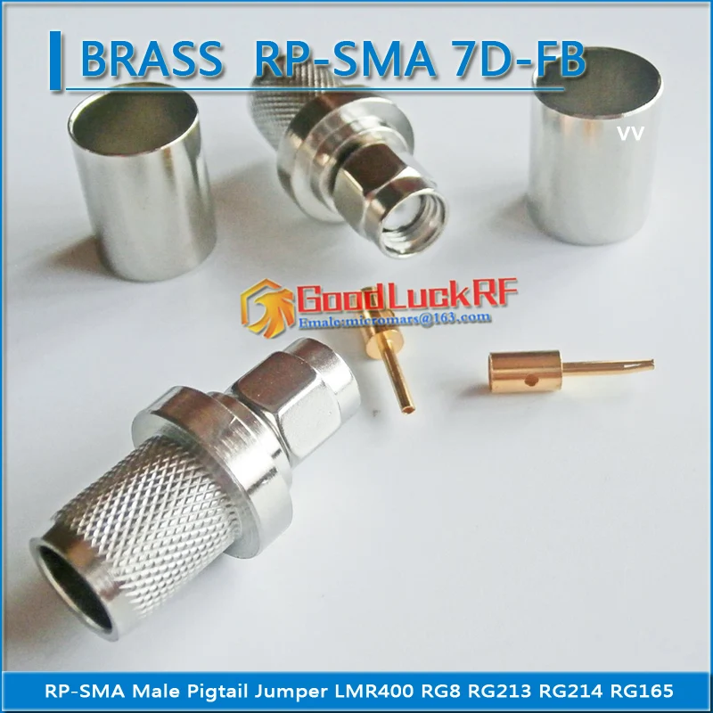 

RP-SMA RPSMA RP SMA Male Crimp for LMR400 RG8 RG213 RG214 RG165 SYV-50-7 7D-FB Cable Plug Nickel RF Connector Coaxial Adapters