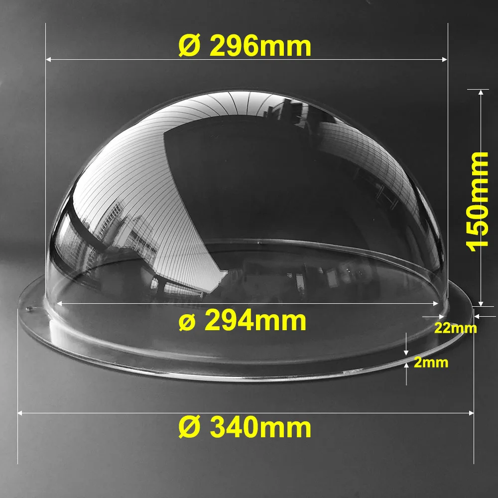 340x150mm 13Inch Acrylic Plexi Glass Dome Cover Explosion-Proof Hemisphere Transparent Housing CCTV Cameras Waterproof Ball Case