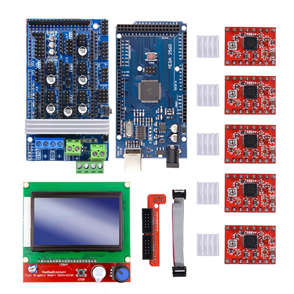 Ramps 1.6 kit upgrade Base on Ramps 1.4 1.5 with Mega2560 Board Reprap Control +12864LCD+A4988/Drv8825 Driver  3D Printer Kit