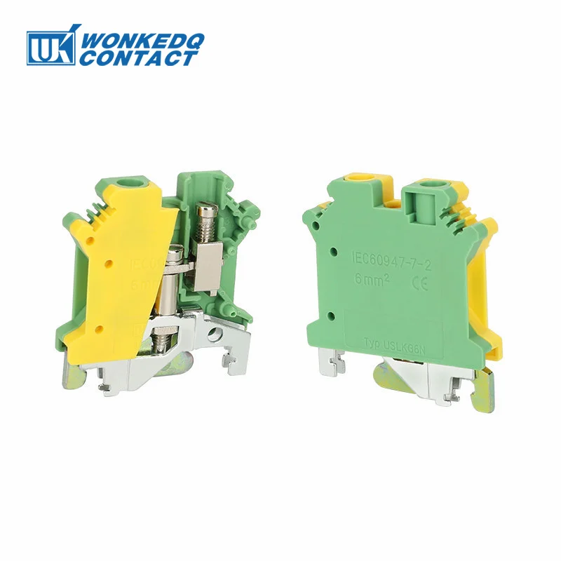 USLKG 6N Ground Modular Screw Din Rail Terminal Block 6mm² Protective Earth Wire Electrical Connector USLKG6N