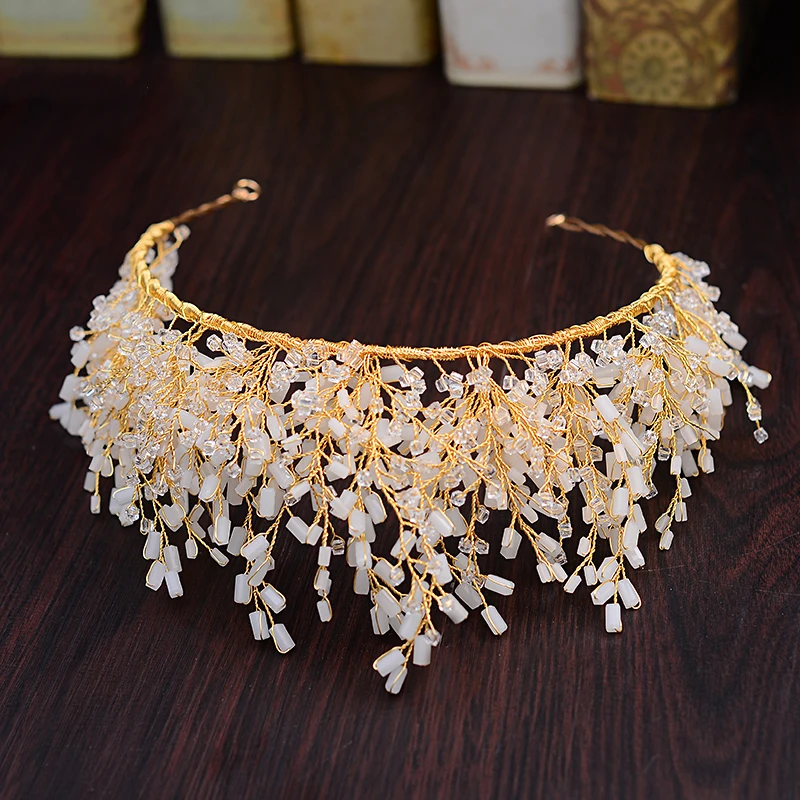 NiuShuya-Diadema de boda hecha a mano, diadema con cuentas de cristal, cabezas de novias hermosas, joyería para el cabello, accesorio para el cabello nupcial