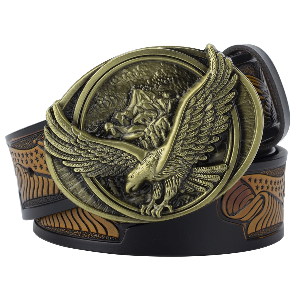 Spread Your Wings And Fly Eagle Buckle Genuine Leather Belt For Man