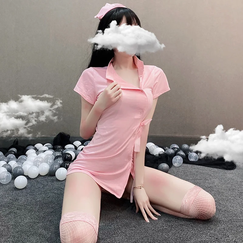 Lencería Sexy para Cosplay, disfraz erótico de enfermera, traje de sirvienta, rosa, Kawaii, Doctor, tentación, Roleplay, lencería para mujer