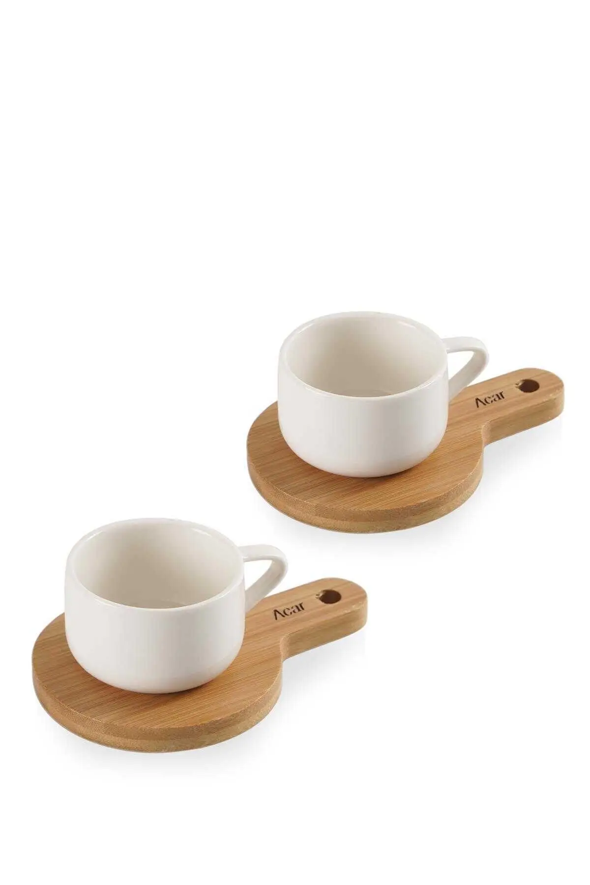 DOLBOVI ACAR BAMBOO TABAKLI 2'Lİ ROUND PORCELAIN FİNCAN KIT mug кружка coffee cup cup