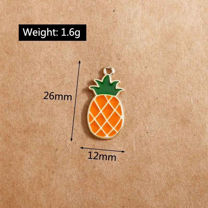 10 stücke Emaille Frucht Charms für Schmuck machen niedlichen Ananas Anhänger DIY Ohrring Halskette handgemachten Schmuck Ergebnisse – Detail 12