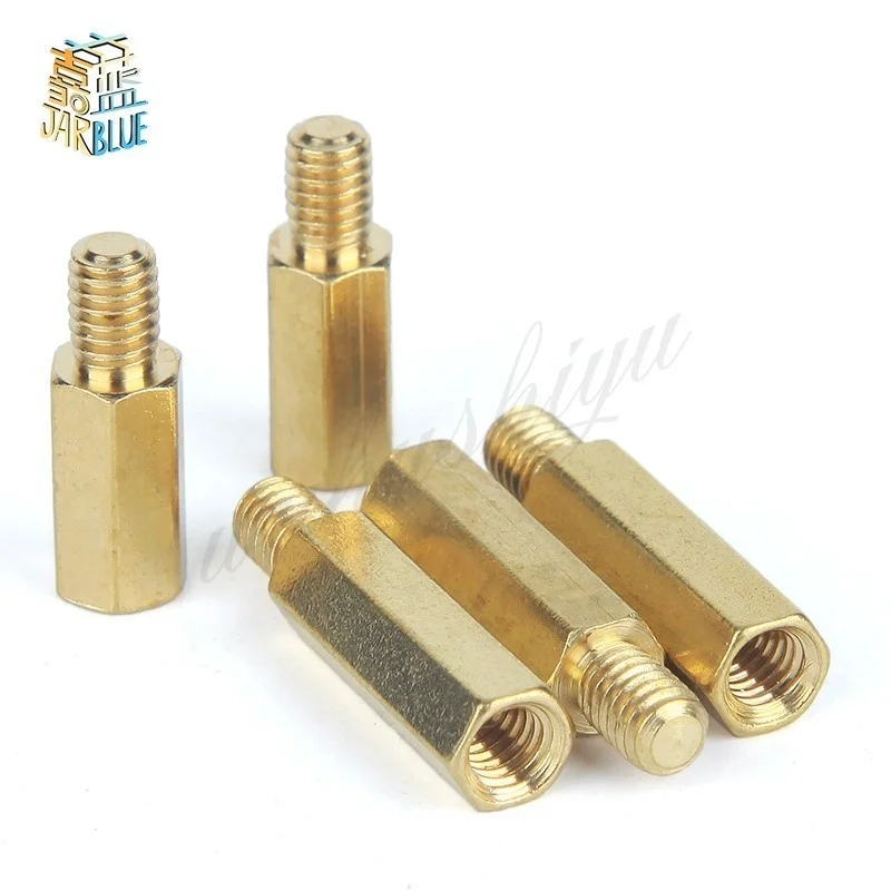 M4 Male 6 8 9 10 12 14 15 16 17 18 20 mm x M4 +6MM Female Brass Standoff Spacer Copper Hexagonal Stud Spacer Hollow Pillars