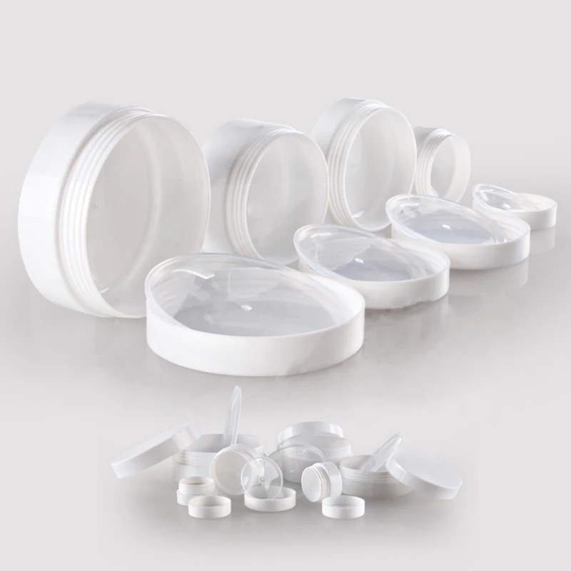 12 Stück Kunststoffbehälter, weißes Kosmetikglas, leer, mit Innendeckel, tragbare Cremeverpackung, Maske, Blechdose, 3 g, 5 g, 10 g, 30 g, 50 g, 100 g