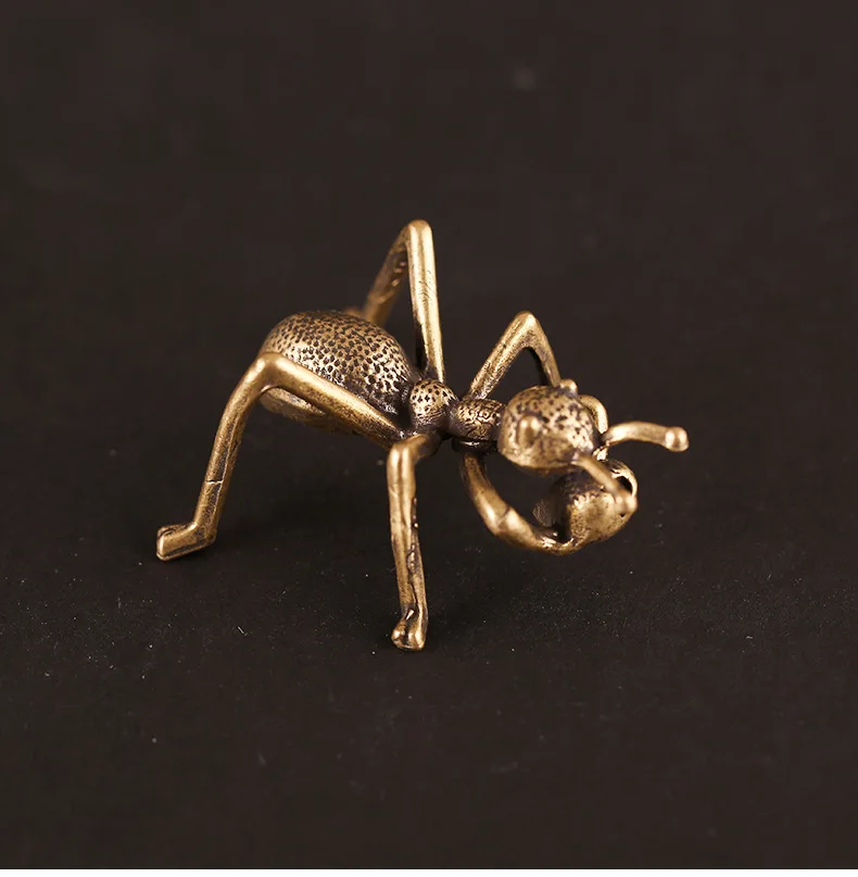 retro Handmade Brass simulation ant craft DIY Miniature table ornament accessories a3822