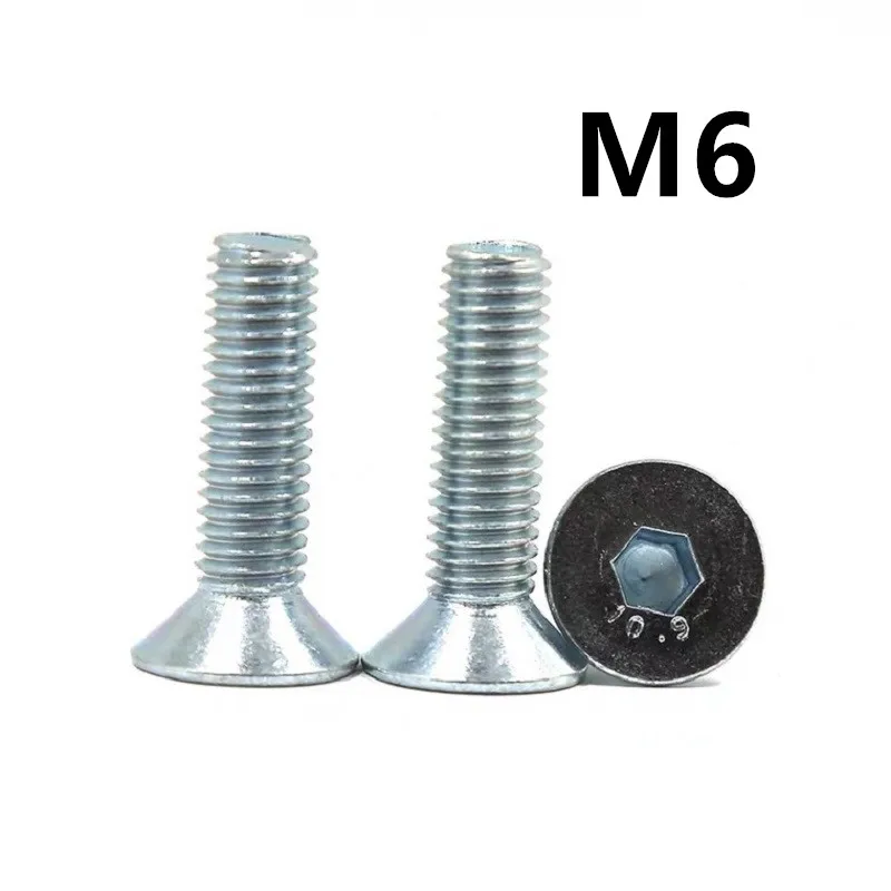 

50PCS GB70.3 M6x10/12/16/20/25/30/35/40/45/50/60mm DIN7991 Grade Galvanized Flat Head Countersunk Head Hexagon Screws