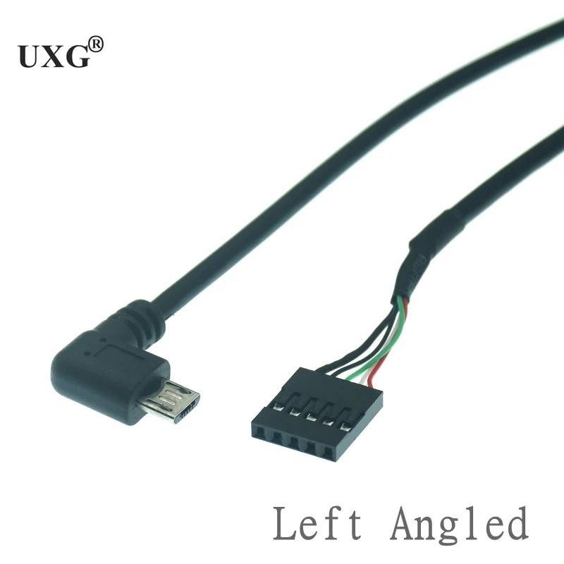 90 Degree 1pcs Micro USB Male Left Right Angle to Dupont 5 Pin Female Header Motherboard Cable 50cm/1.5ft
