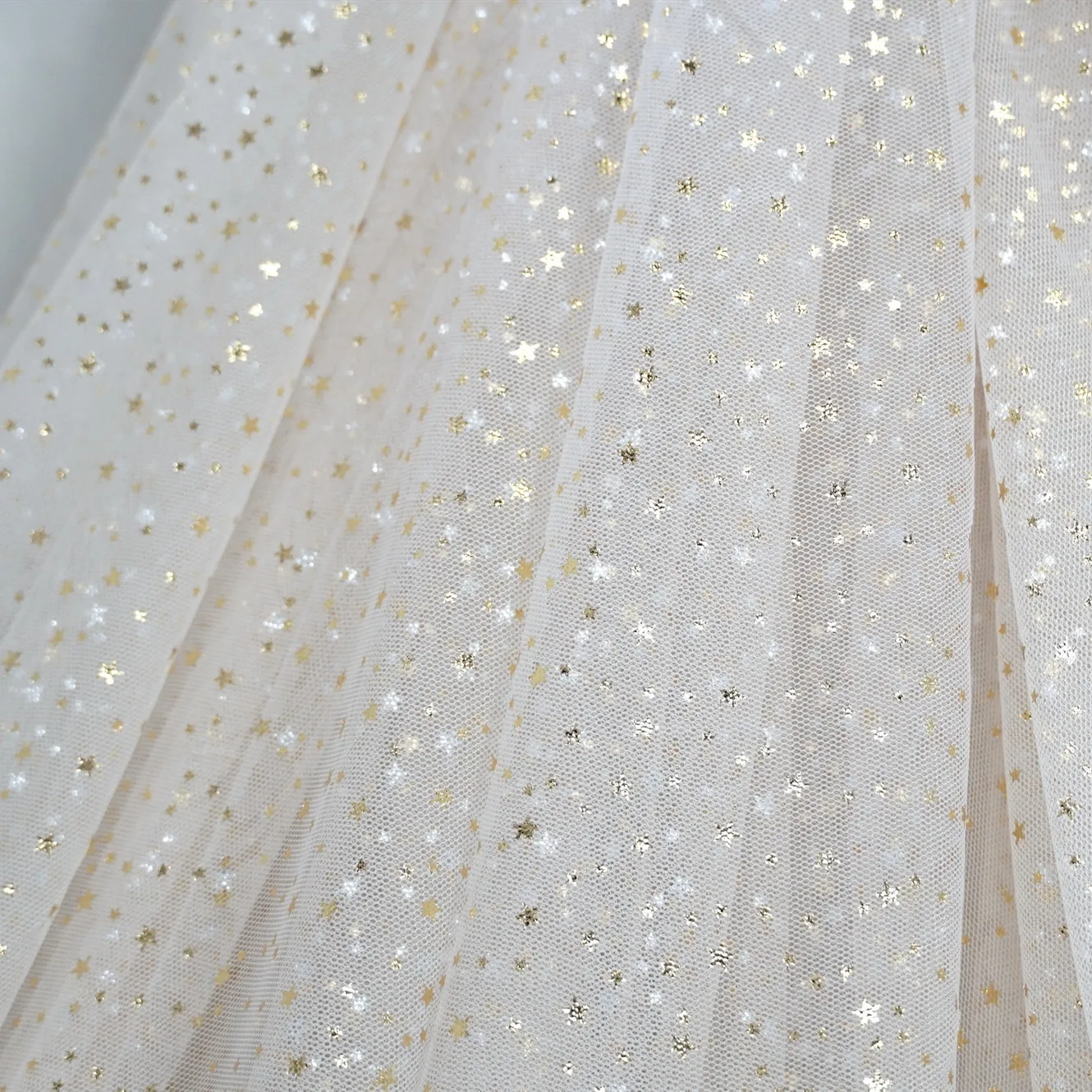 5 Yards Soft Airy Tulle Lace Fabric Print Gold Silver Star Mesh Gauze Fabric For Bridal Gown Dress Curtain Wedding Veil Tutu