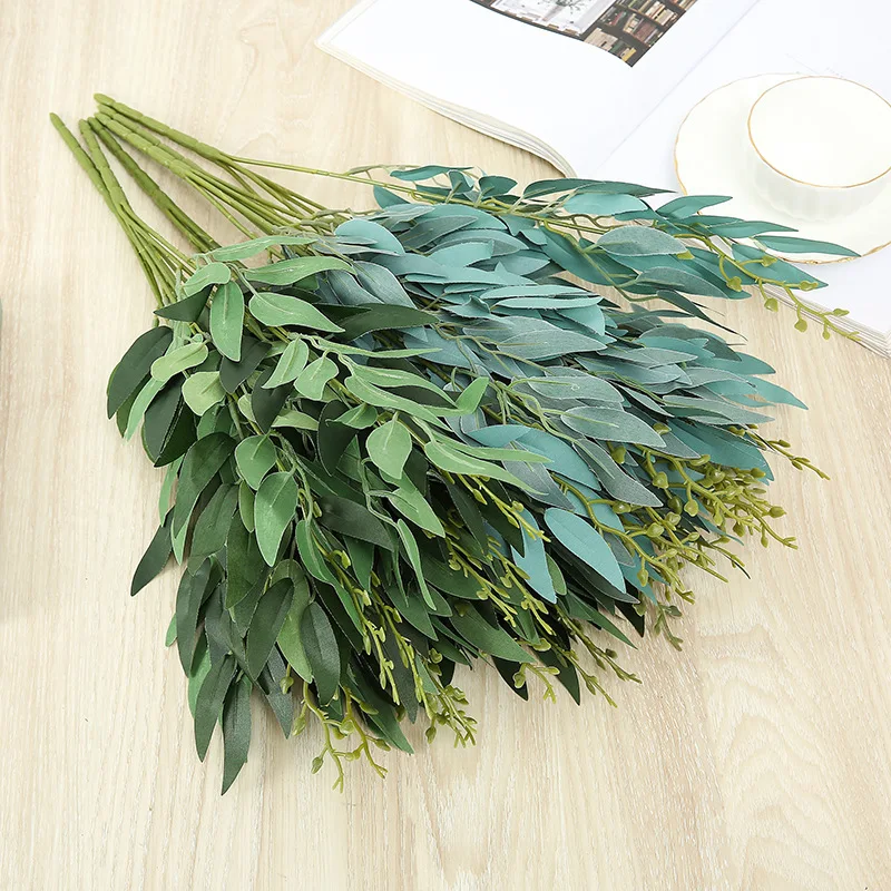 Artificial willow bouquet fake leaves for Home Christmas wedding decoration jugle party willow vine faux foliage plants wreath