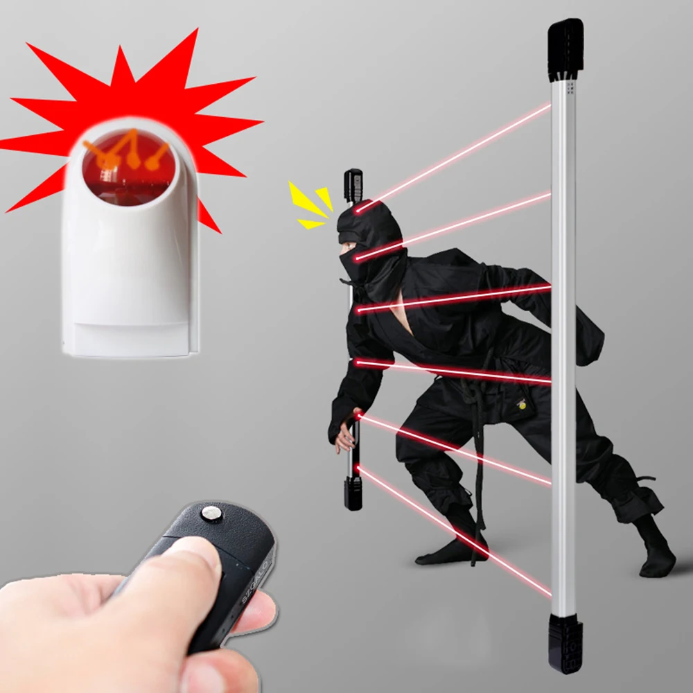 Sistema de alarma de seguridad para el hogar, Kit inalámbrico independiente con Sensor IR de haz, sirena Flash, bocina con Detector de movimiento,