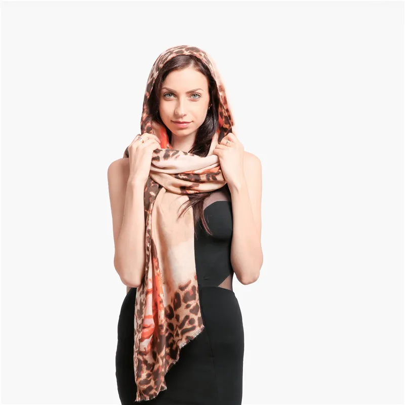 Leopad sides floral pattern design style Summer Women Scarf Good quality easy wrap