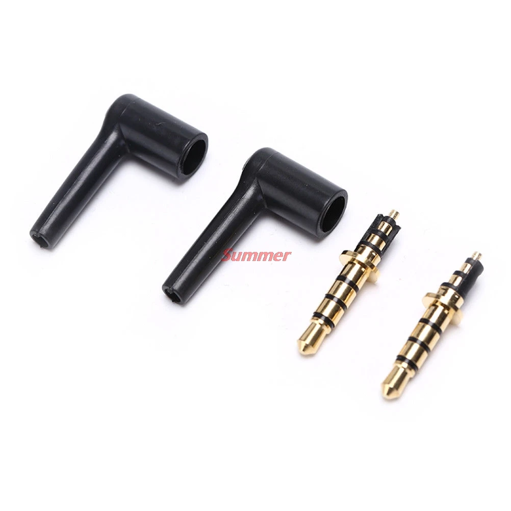 Practical 1/2pcs 3/4 Pole 3.5mm L-shaped stereo headphone Plug Repair Earphones Male 90 right angle degree Jack Soldering