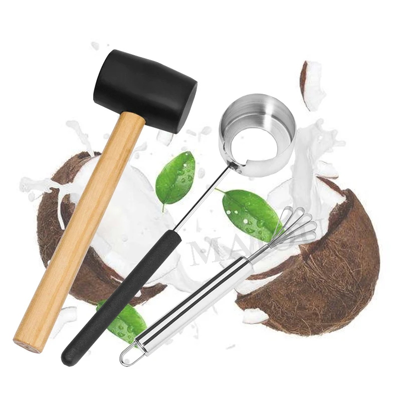 Three-piece Set Coconut Shell Opener Coconut Green Tool Coconut Knife Coconut Punch Artifact Kitchen Coconut Opener 1pcs