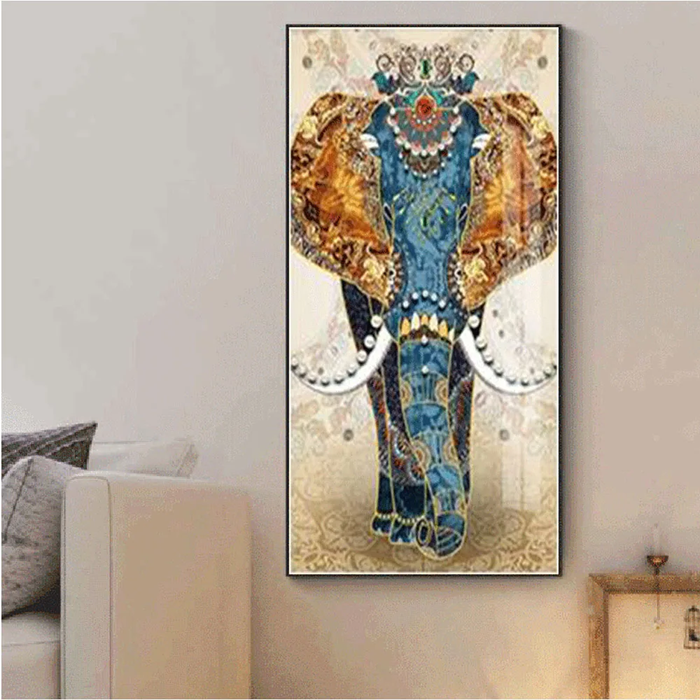 Sacred Elephant Diamond Painting, Living Room, Vertical Porch Crystal, Handmade European Style, Decorative Gift