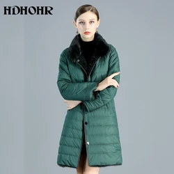 HDHOHR 2024 Real Mink Fur Coats Women With Down Double Side Wear New Natural Mink Coats Winter Warm Kintted Mink Fur Jackets