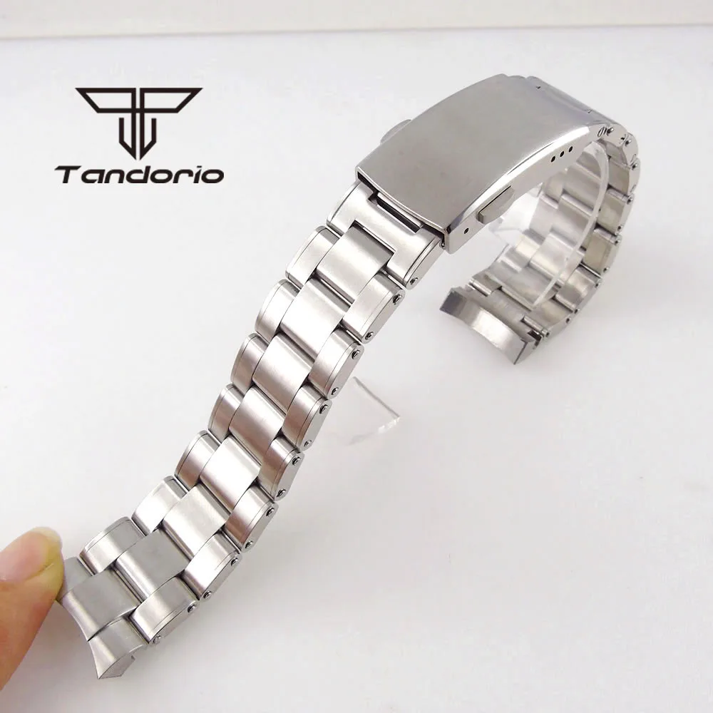 20mm Width Stainless Steel Watchband Bracelet Folding Clasp Push Button Watch Spare Parts Replacements