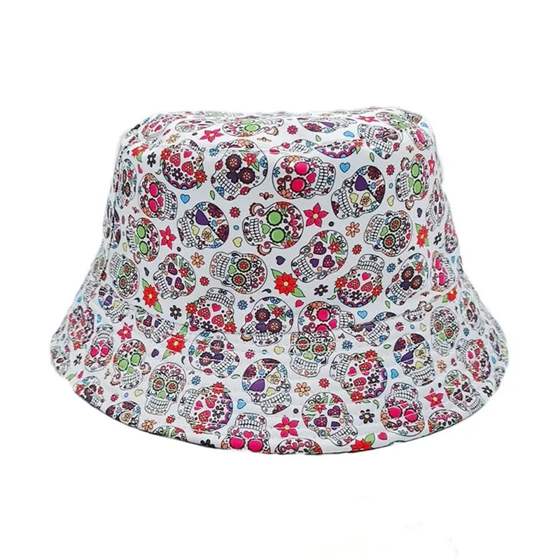 2021 Cotton skull print Bucket Hat Fisherman Hat outdoor travel Sun Cap for Men and Women 01