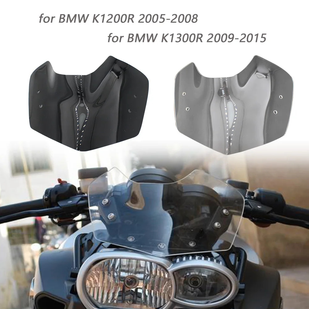 For BMW K1200 K1300 R 2 K1200R 05-08 K1300R 09-15 Windshield WindScreen Front Glass Cover Deflectors Wind Shield Screen