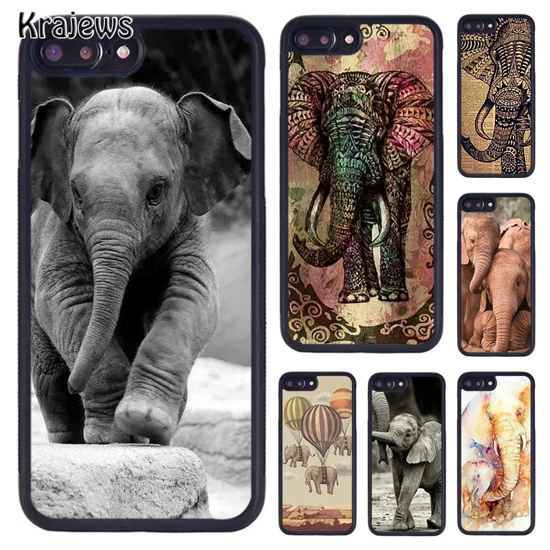 Krajews ADORABLE BABY ELEPHANT Phone Case For iPhone SE2020 15 14 6S 7 8 plus 11 12 mini 13 Pro X XR XS Max cover shell coque