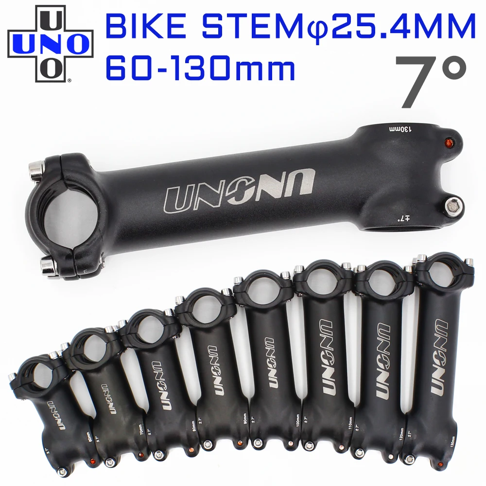 UNO Bike Stem MTB Mountain Ultralight Stem Aluminum AL6061 7 Degrees Road Bicycle Bike Stem 25.4*60/70/80/90/100/110/120/130mm