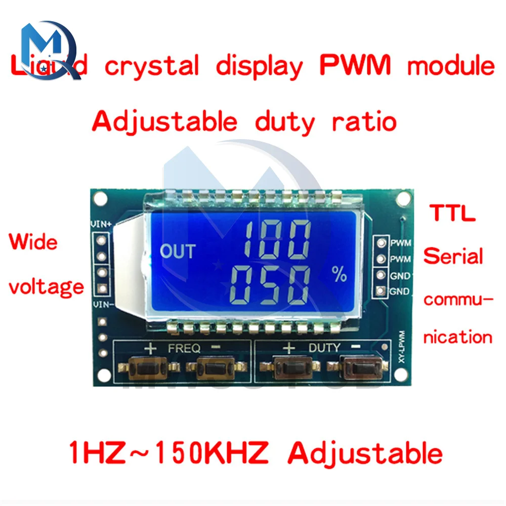 3.3V 30V PWM Pulse Frequency Duty Cycle Adjust Signal Generator Rectangular Square Wave Digital LCD Display Module 1Hz-150Khz