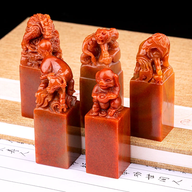 

Custom Cute Stone Stamps Personal Seal Chinese Zodiac Carving Gift Seal Artist Child Name Gift Stamps Calligraphy Painting Seal